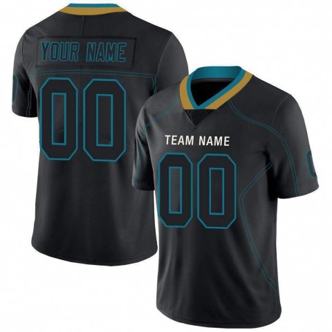Lights Out Black Teal-Old Gold Football Jersey
