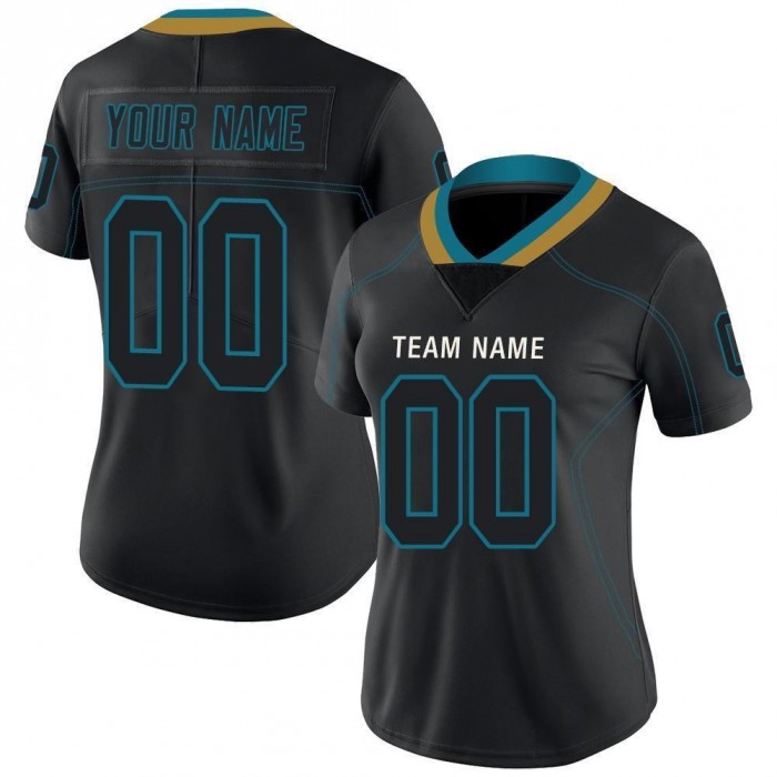 Lights Out Black Teal-Old Gold Football Jersey