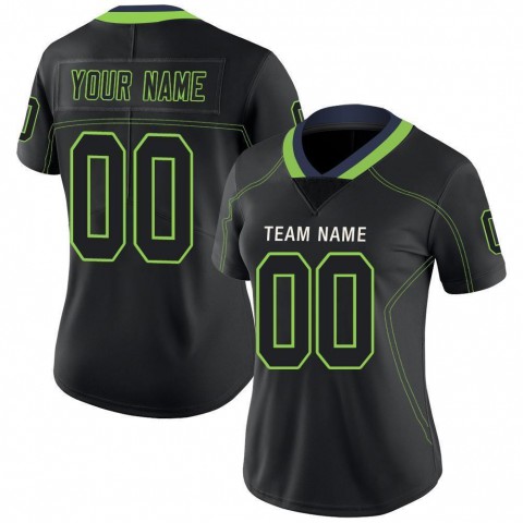 Lights Out Black Neon Green-Navy Football Jersey