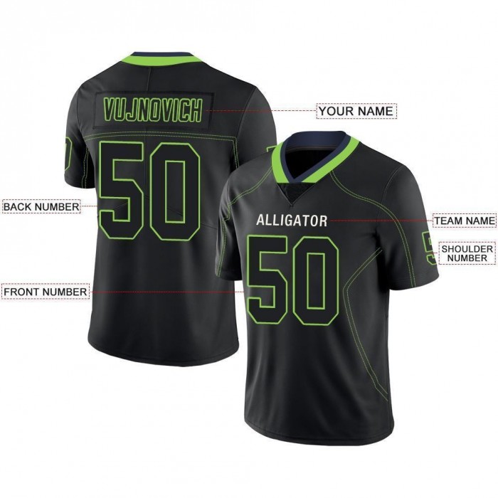 Lights Out Black Neon Green-Navy Football Jersey
