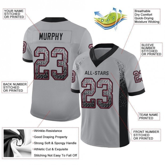 Light Gray Black-Cardinal Mesh Drift Fashion Football Jersey