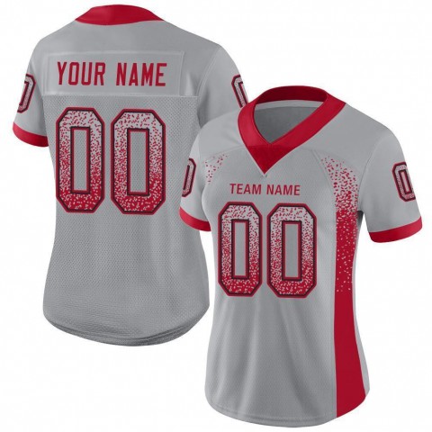 Light Gray Red-Black Mesh Drift Fashion Football Jersey