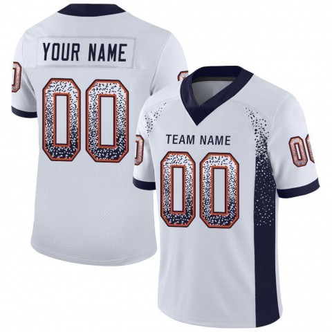 White Navy-Orange Mesh Drift Fashion Football Jersey