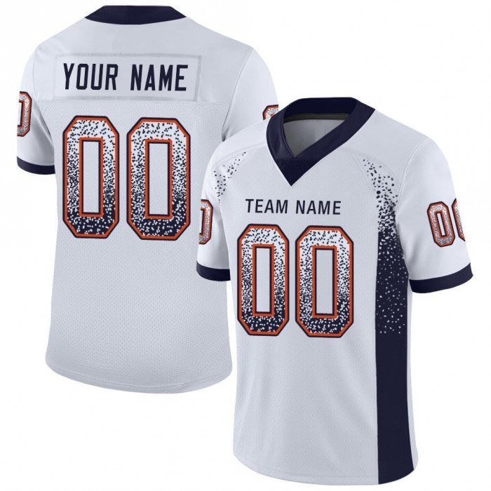 White Navy-Orange Mesh Drift Fashion Football Jersey