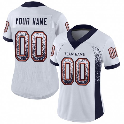 White Navy-Orange Mesh Drift Fashion Football Jersey