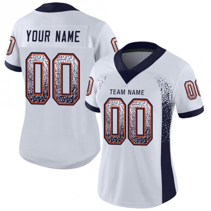 White Navy-Orange Mesh Drift Fashion Football Jersey