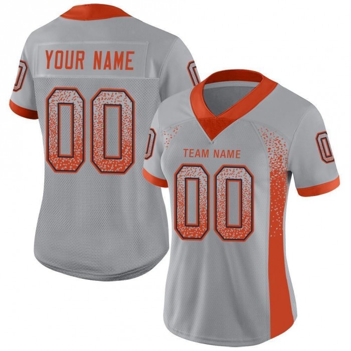 Light Gray Orange-Navy Mesh Drift Fashion Football Jersey