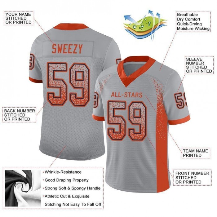 Light Gray Orange-Navy Mesh Drift Fashion Football Jersey