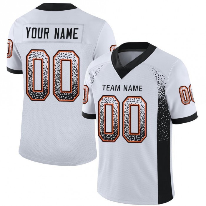 White Black-Orange Mesh Drift Fashion Football Jersey