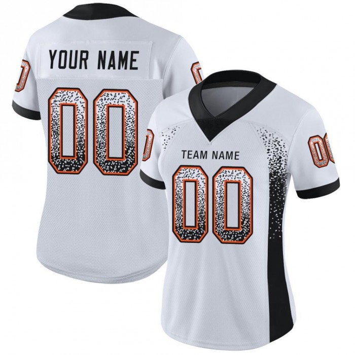 White Black-Orange Mesh Drift Fashion Football Jersey