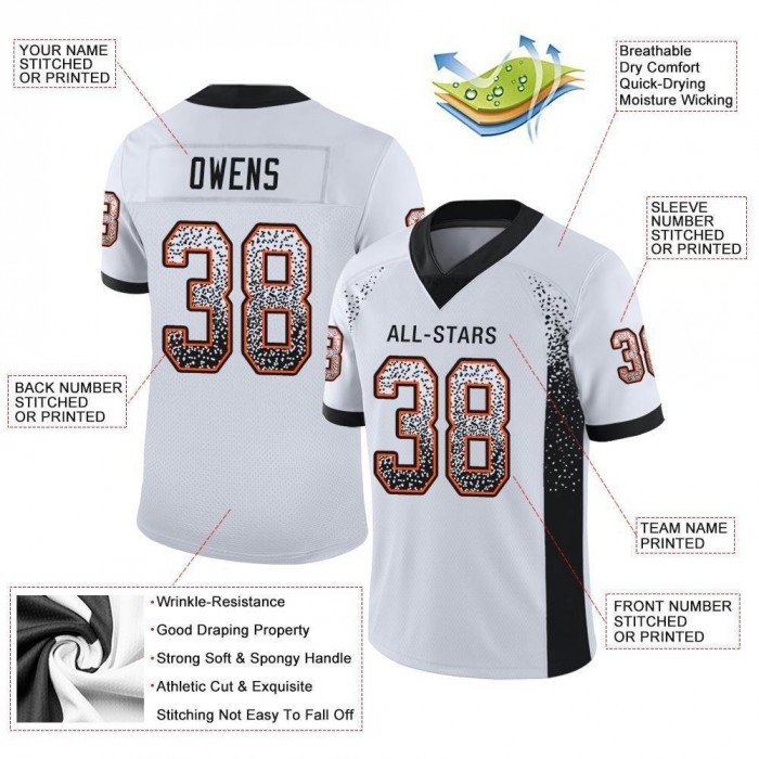 White Black-Orange Mesh Drift Fashion Football Jersey