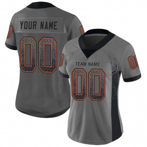 Gray Black-Orange Mesh Drift Fashion Football Jersey