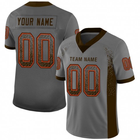Gray Brown-Orange Mesh Drift Fashion Football Jersey