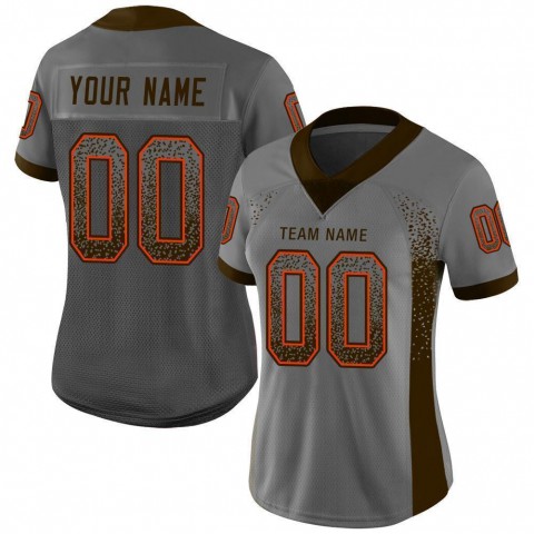 Gray Brown-Orange Mesh Drift Fashion Football Jersey