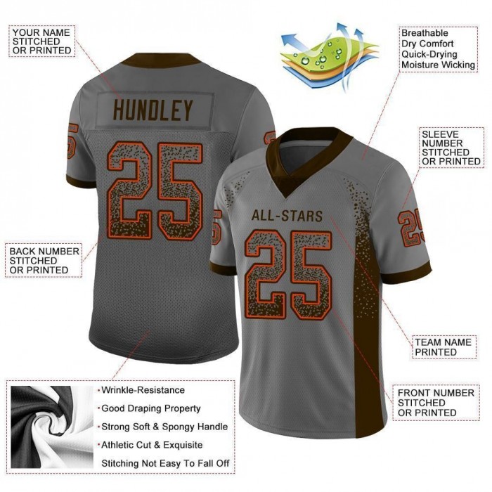 Gray Brown-Orange Mesh Drift Fashion Football Jersey