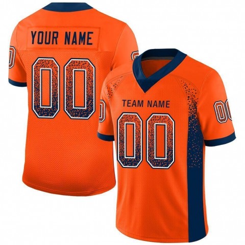 Orange Navy-White Mesh Drift Fashion Football Jersey