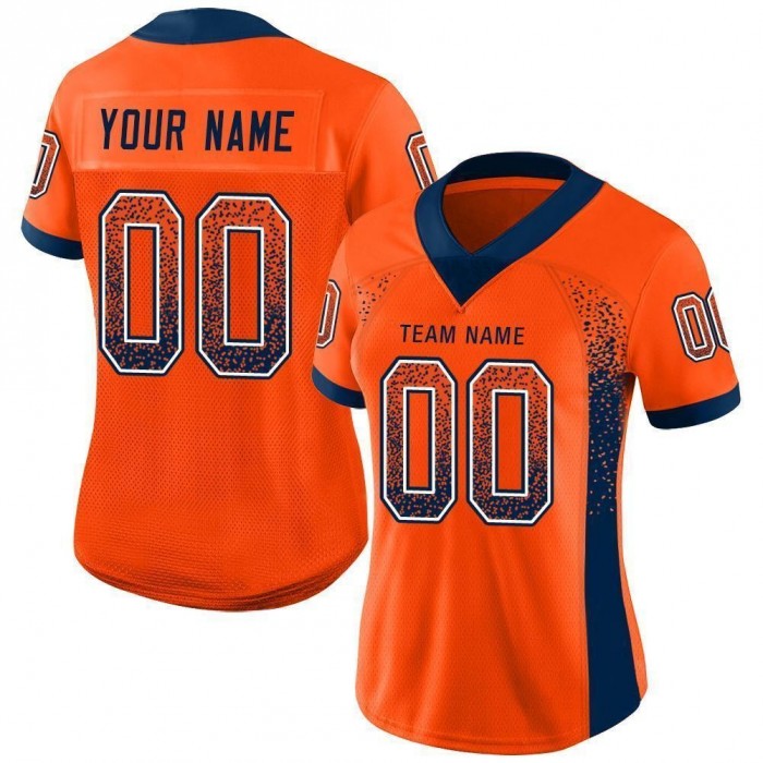 Orange Navy-White Mesh Drift Fashion Football Jersey