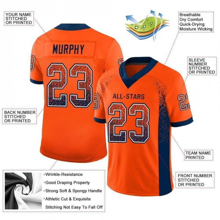 Orange Navy-White Mesh Drift Fashion Football Jersey