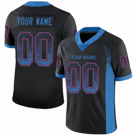 Black Powder Blue-Red Mesh Drift Fashion Football Jersey