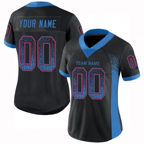 Black Powder Blue-Red Mesh Drift Fashion Football Jersey