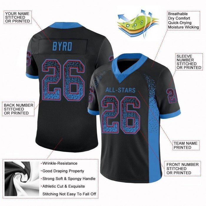 Black Powder Blue-Red Mesh Drift Fashion Football Jersey
