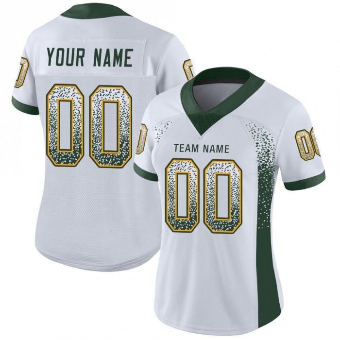 White Green-Gold Mesh Drift Fashion Football Jersey