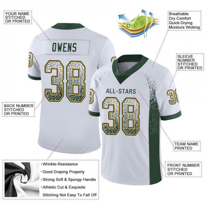 White Green-Gold Mesh Drift Fashion Football Jersey