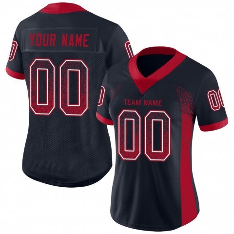Navy Red-White Mesh Drift Fashion Football Jersey
