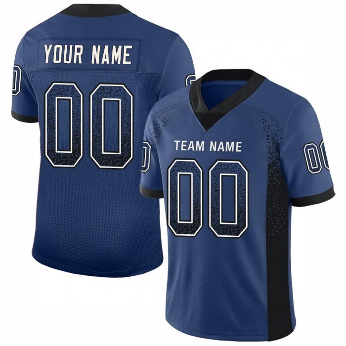 Royal Black-White Mesh Drift Fashion Football Jersey