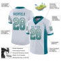 White Teal-Old Gold Mesh Drift Fashion Football Jersey