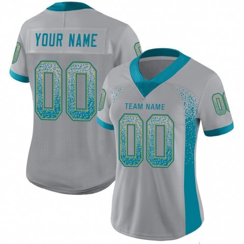 Light Gray Teal-Old Gold Mesh Drift Fashion Football Jersey