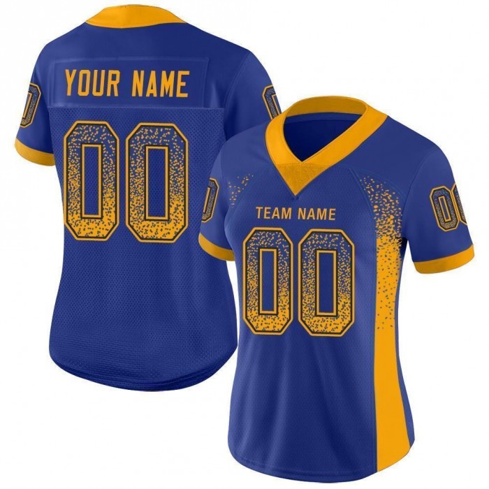 Royal Gold-Navy Mesh Drift Fashion Football Jersey