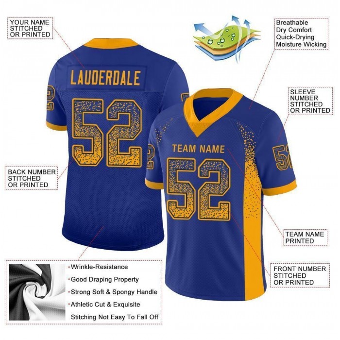 Royal Gold-Navy Mesh Drift Fashion Football Jersey