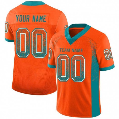 Orange Aqua-White Mesh Drift Fashion Football Jersey