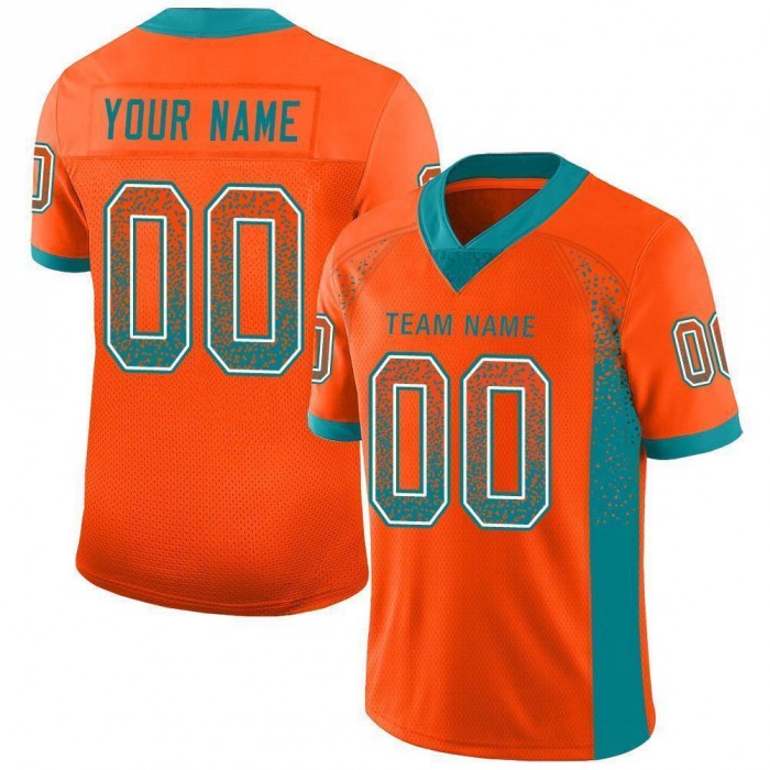 Orange Aqua-White Mesh Drift Fashion Football Jersey