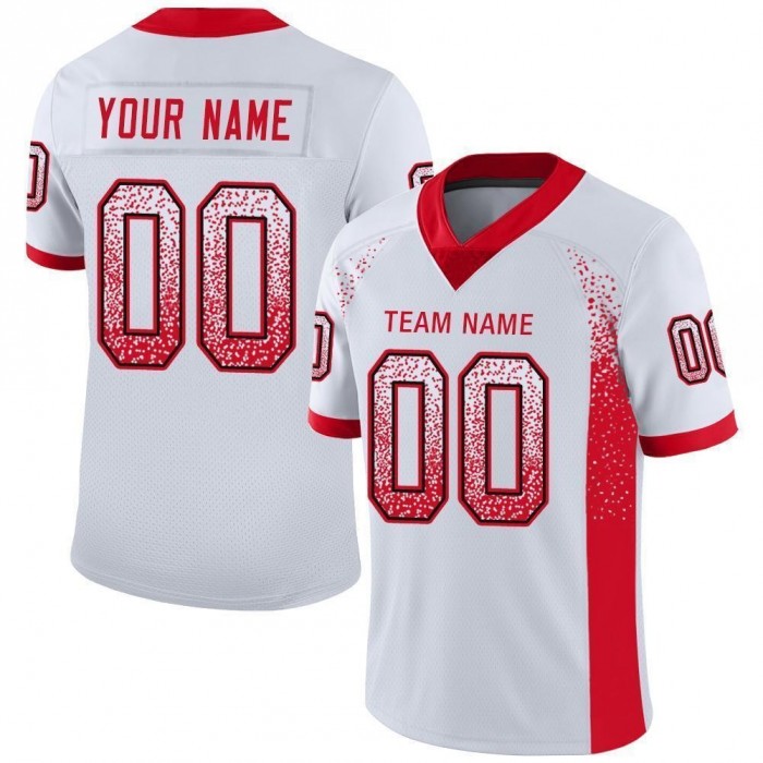 White Scarlet-Navy Mesh Drift Fashion Football Jersey