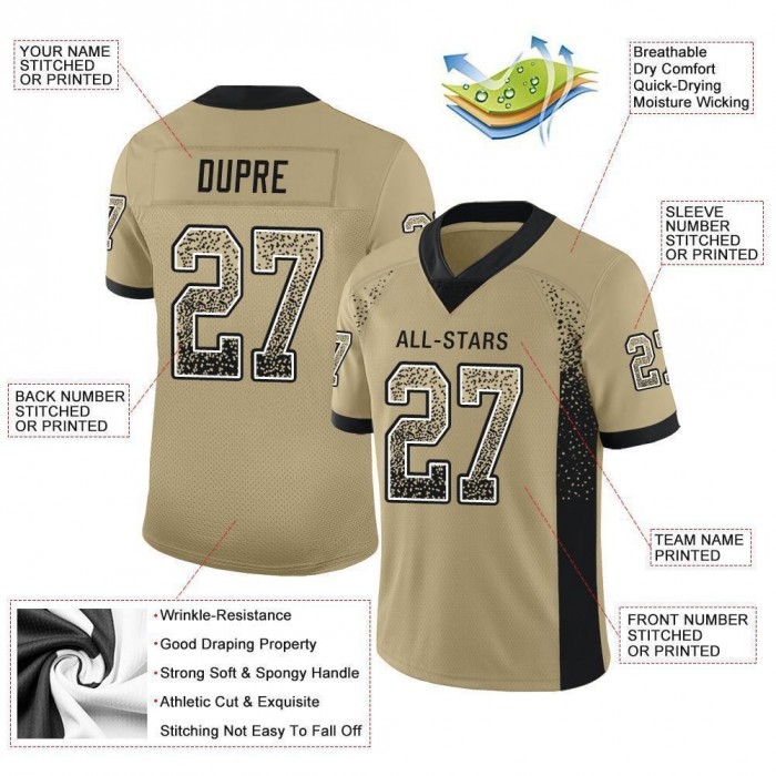 Vegas Gold Black-White Mesh Drift Fashion Football Jersey