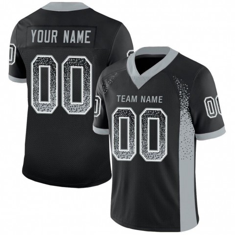 Black Silver-White Mesh Drift Fashion Football Jersey
