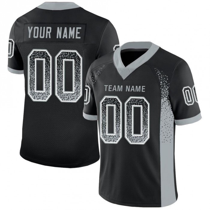 Black Silver-White Mesh Drift Fashion Football Jersey