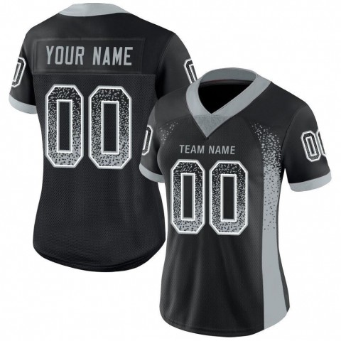 Black Silver-White Mesh Drift Fashion Football Jersey