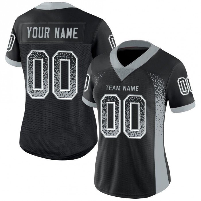 Black Silver-White Mesh Drift Fashion Football Jersey