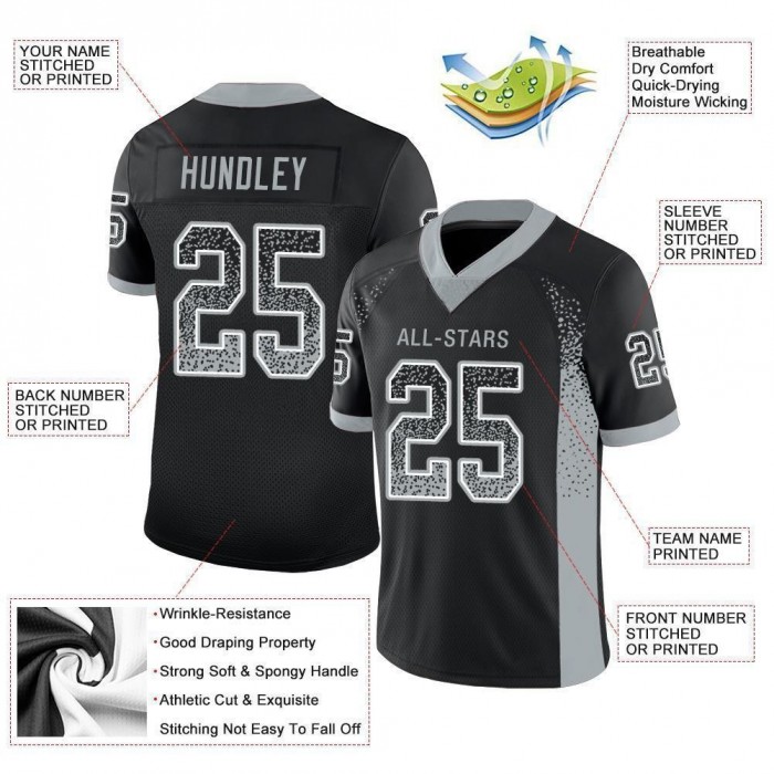 Black Silver-White Mesh Drift Fashion Football Jersey