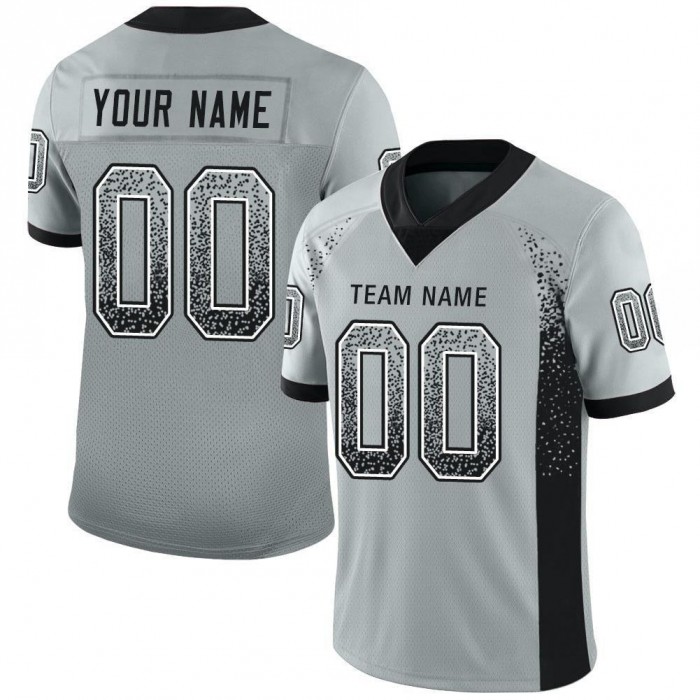 Silver Black-White Mesh Drift Fashion Football Jersey