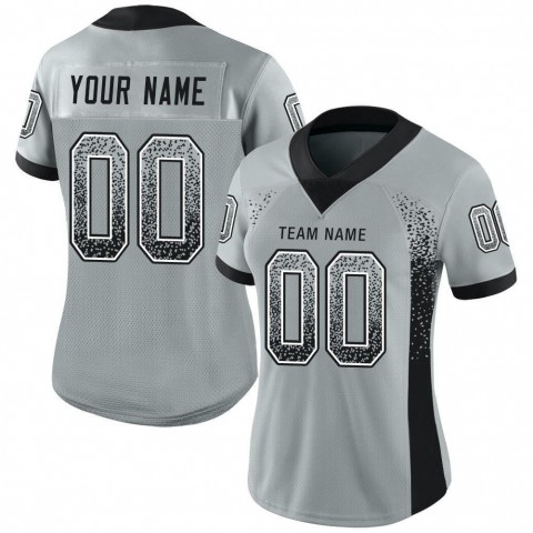 Silver Black-White Mesh Drift Fashion Football Jersey