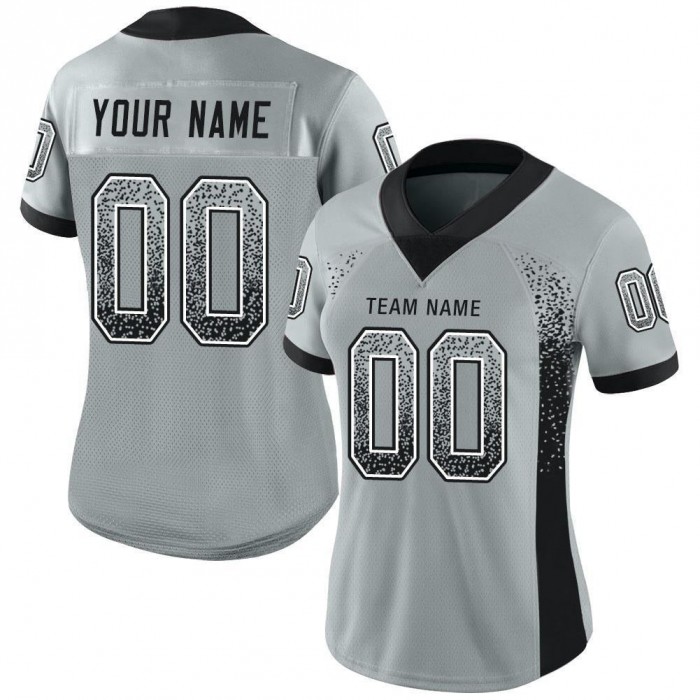 Silver Black-White Mesh Drift Fashion Football Jersey