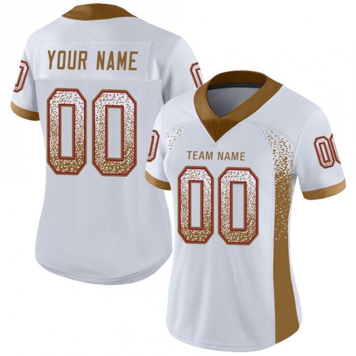 White Old Gold-Red Mesh Drift Fashion Football Jersey