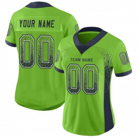 Neon Green Navy-Gray Mesh Drift Fashion Football Jersey
