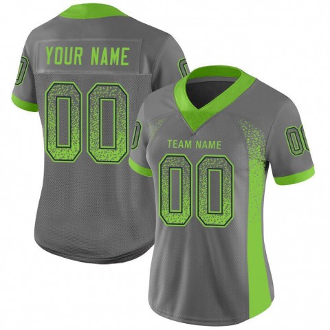 Gray Neon Green-Navy Mesh Drift Fashion Football Jersey