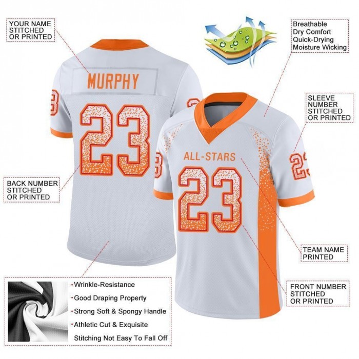 White Orange-Red Mesh Drift Fashion Football Jersey