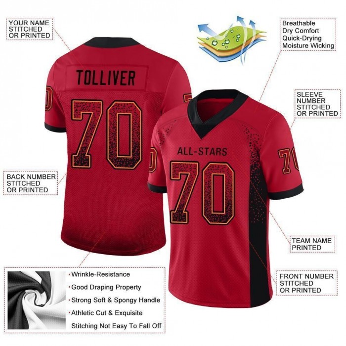 Red Black-Orange Mesh Drift Fashion Football Jersey